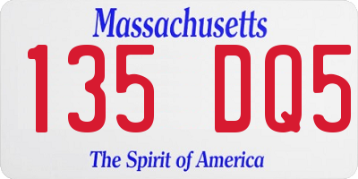 MA license plate 135DQ5