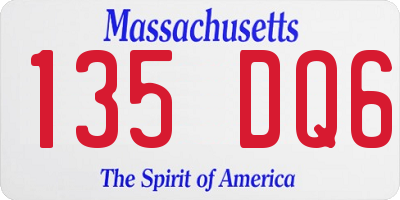 MA license plate 135DQ6