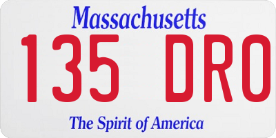 MA license plate 135DR0