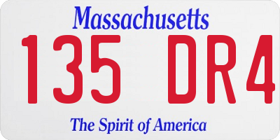 MA license plate 135DR4