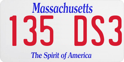 MA license plate 135DS3