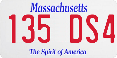 MA license plate 135DS4