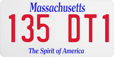 MA license plate 135DT1