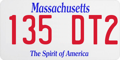MA license plate 135DT2