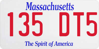 MA license plate 135DT5