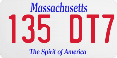 MA license plate 135DT7