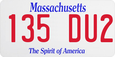 MA license plate 135DU2