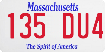 MA license plate 135DU4