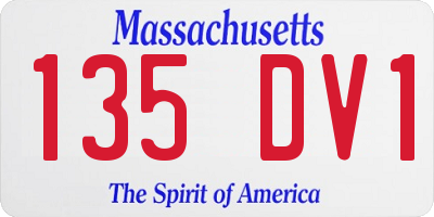 MA license plate 135DV1