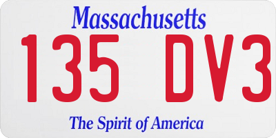 MA license plate 135DV3