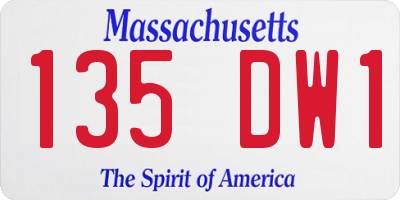 MA license plate 135DW1