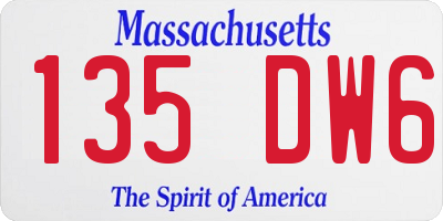 MA license plate 135DW6