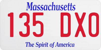 MA license plate 135DX0