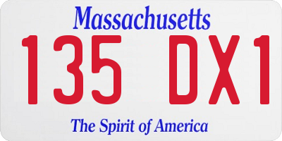 MA license plate 135DX1