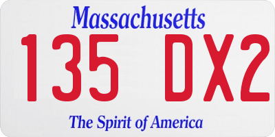 MA license plate 135DX2