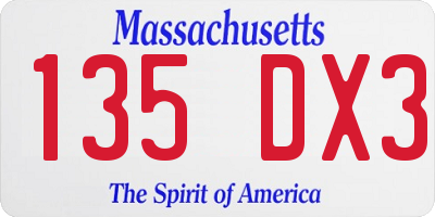 MA license plate 135DX3