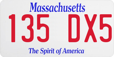 MA license plate 135DX5