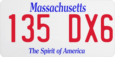 MA license plate 135DX6