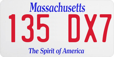 MA license plate 135DX7