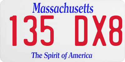 MA license plate 135DX8