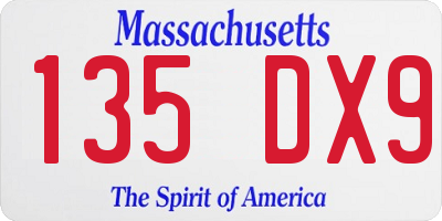 MA license plate 135DX9