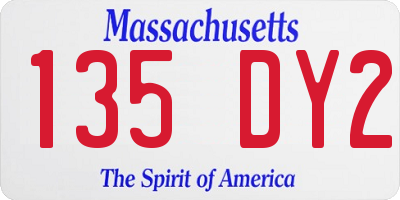 MA license plate 135DY2