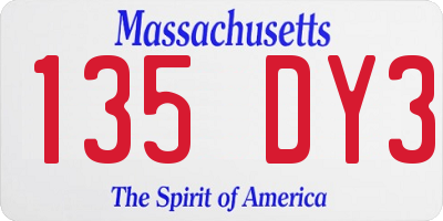 MA license plate 135DY3
