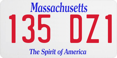 MA license plate 135DZ1