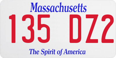 MA license plate 135DZ2