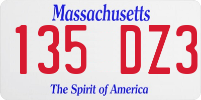 MA license plate 135DZ3