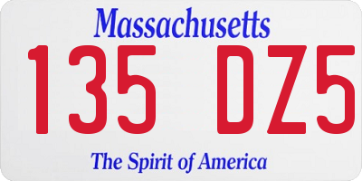 MA license plate 135DZ5