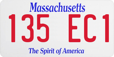 MA license plate 135EC1