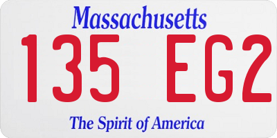 MA license plate 135EG2