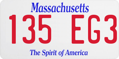 MA license plate 135EG3