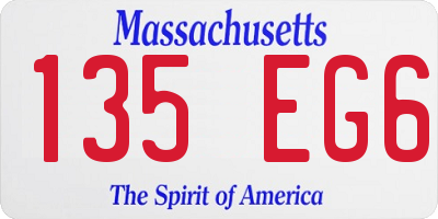 MA license plate 135EG6
