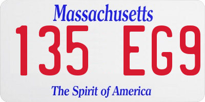 MA license plate 135EG9