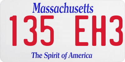 MA license plate 135EH3