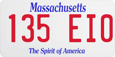 MA license plate 135EI0