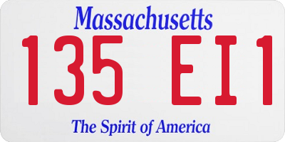 MA license plate 135EI1