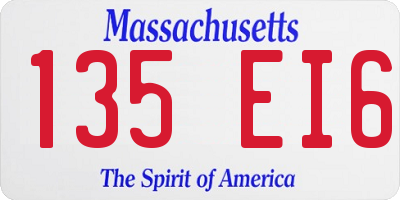 MA license plate 135EI6