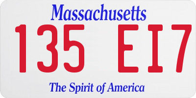 MA license plate 135EI7