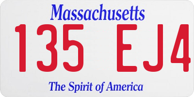 MA license plate 135EJ4