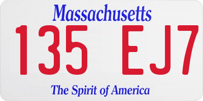 MA license plate 135EJ7
