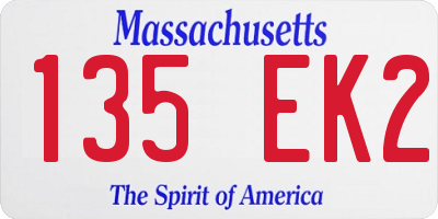MA license plate 135EK2