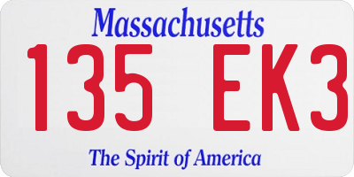 MA license plate 135EK3