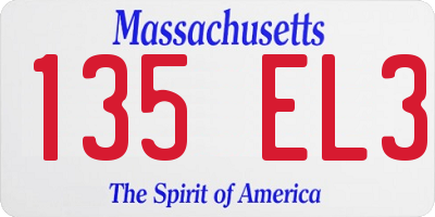 MA license plate 135EL3