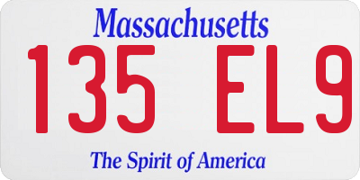 MA license plate 135EL9