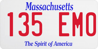 MA license plate 135EM0