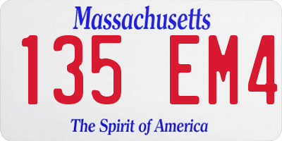 MA license plate 135EM4