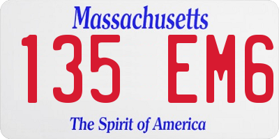 MA license plate 135EM6